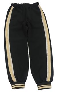Čierno-béžové ľahké cuff nohavice Zara