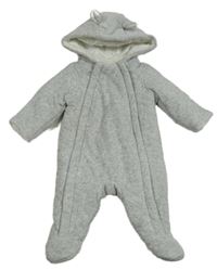 Svetlosivá zamatová zateplená kombinéza s kapucňou George