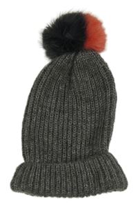 Šedá pletená čepice s bambulí Pull&Bear 