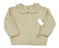 Nové - Světlebéžový svetr s kytičkami Nutmeg