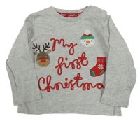 Světlešedé triko s nápisem a obrázky F&F