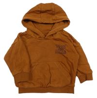 Hrdzavá mikina s nápisom a kapucňou Matalan