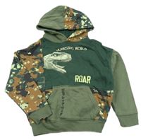 Khaki mikina s dinosaurem a kapucí M&S