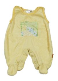 Žluté sametové dupačky s beruškou