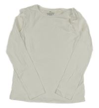 Biele rebrované tričko s volánikom H&M