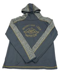 Tmavošedo-melírovaná športová mikina s potlačou a kapucňou Protest