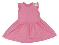 Nové - ružové bavlnené šaty so trblietavým potlačou Primark