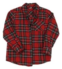 Červeno-zeleno-barevná kostkovaná košile Tu