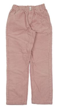 Růžové žebrované kalhoty MANOR