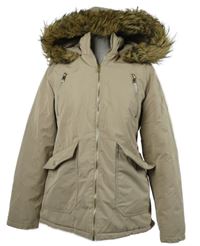 Dámska béžová šušťáková zimná bunda s kapucňou Primark