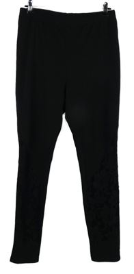 Dámské černé kalhoty s krajkou Shein