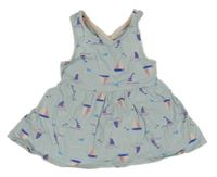 Svetlomodré bavlnené šaty s loděmi