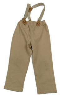 Béžové nohavice s trakami Shein