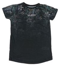 Antracitové tričko s kvetmi Primark