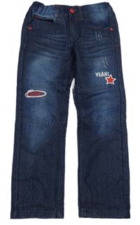 Tmavomodré rifle s nápisom Kiki&Koko