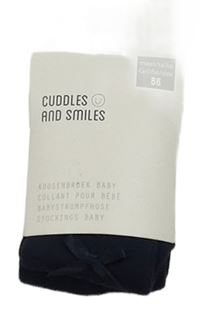 Nové - Tmavomodré pančuchy s mašlou