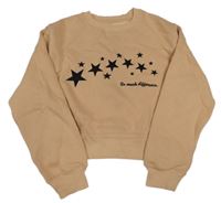 Béžová oversize mikina s hviezdami a nápisom Zara