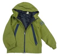 Olivová šušťáková prešívaná jesenná bunda s kapucňou Little kids