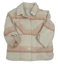 Bílo-růžová kostkovaná flanelová podšitá košilová bunda George