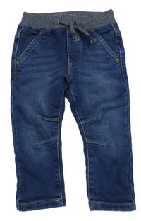 Tmavomodré teplákové rifle s úpletovým pasom C&A