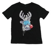 Černé tričko se sobem Next