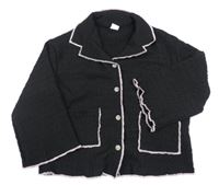 Černý mačkaný kabátek s vreckami Shein