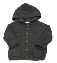 Tmavošedý propínací svetr s kapucí Next