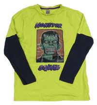 Limetkovo-tmavomodré triko s měnícím obrázkem - Frankenstein F&F