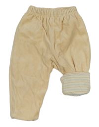 Béžové sametové podšité kalhoty 