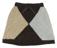 Hnedo-béžovo-sivá károvaná vlnená sukňa Primark