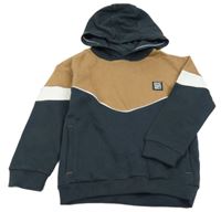 Hnedo-antracitová mikina s nášivkou a kapucňou Nutmeg