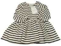 Nové - Světlebéžovo-tmavomodré pruhované šaty H&M