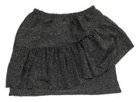 Čierno-strieborná sukňa s volánem