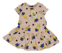 Nové - svetloružové bavlnené šaty s Mimoni