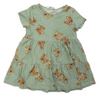 Světlekhaki bavlnené šaty so zajačikmi H&M