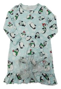 Nové - Světlemodrá noční košile s tučňáky 