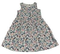 Bielo-modro-ružové bavlnené šaty s motýlikmi H&M