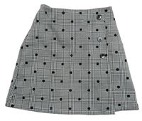 Čierno-biela kockovaná sukňa s bodkami Primark