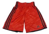 Červené/černé sportovní oboustranné kraťasy Adidas 