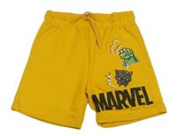 Okrové teplákové kraťasy s logem George + Marvel 