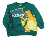 Tmavozelená mikina s Pokémony Primark 