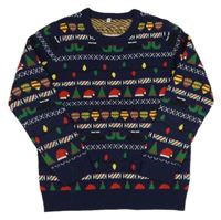 Tmavomodrý sveter s vánočním motívom M&S