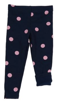Tmavomodré zateplené legíny s puntíky Pocopiano