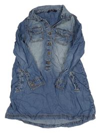 Modré šaty riflového vzhledu s límečkem George 