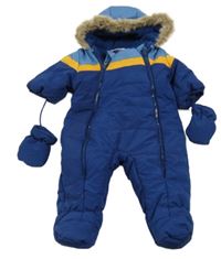 Tmavomodrá šusťáková zimní kobminéza s kapucí + rukavice Ergee