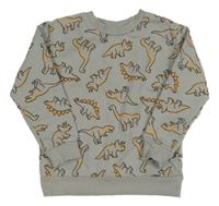 Sivá mikina s dinosaurami