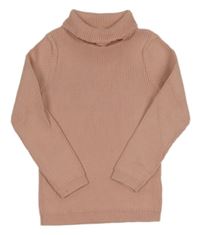 Svetloružový rebrovaný sveter s rolákom George