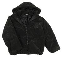 Černá šusťáková prošívaná zimní bunda s kapucí 