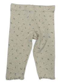 Béžové kvietkovane rebrované legíny F&F