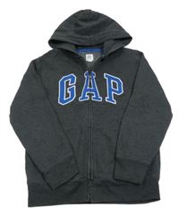Tmavošedá propínací mikina s logem a kapucí GAP 